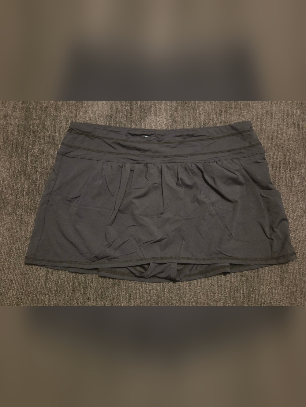 Black Athletic Swim Skort with Built-In Shorts. Size L
